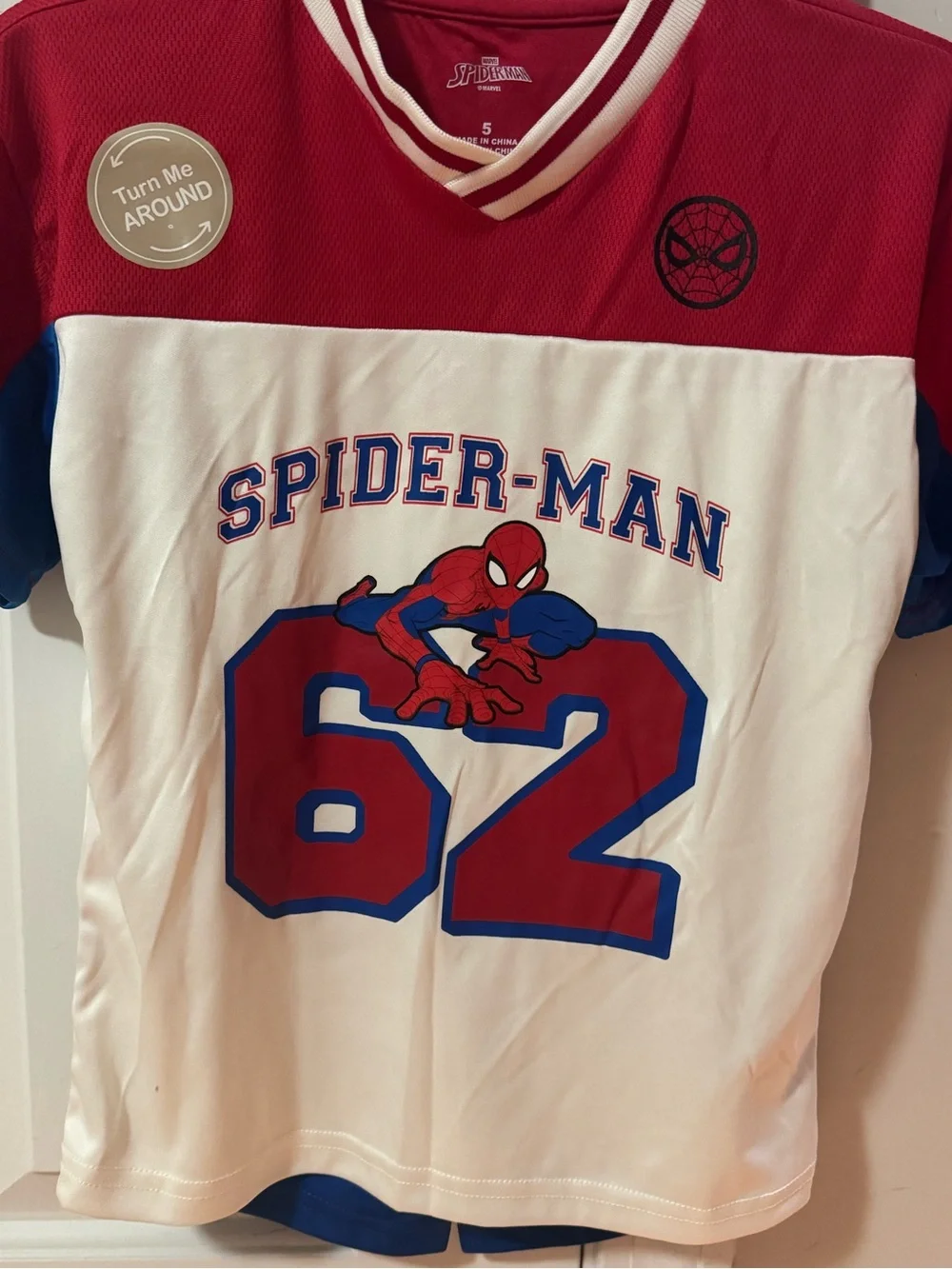 Spiderman Red, White & Blue Kids Jersey Tee